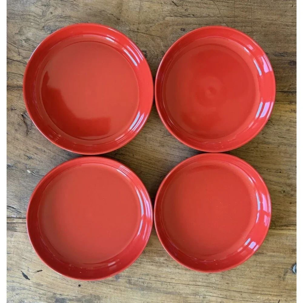 Le Creuset Stoneware Set of 4 8.5 " 1 qt San Francisco Pasta Bowls Cerise NEW - Picture 3 of 8